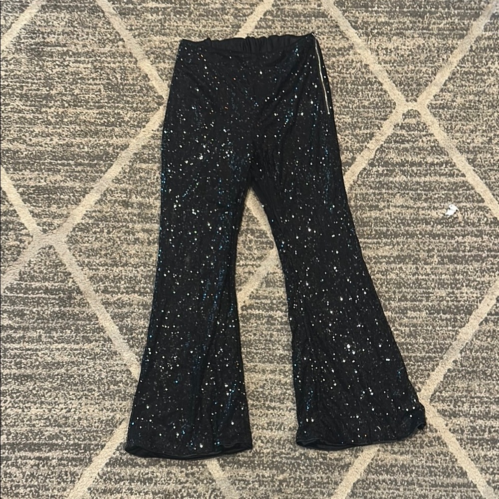 Sparkly Black Flare Pants